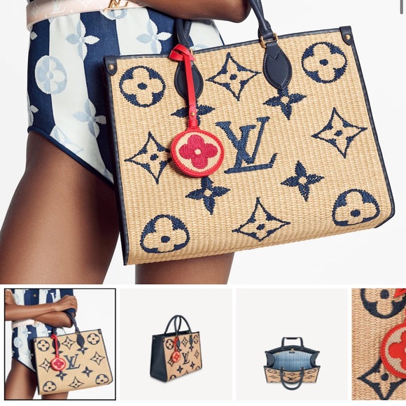 Louis Vuitton Handbags - Brand New Louis Vuittion On The Go Tote MM Blue Raffia